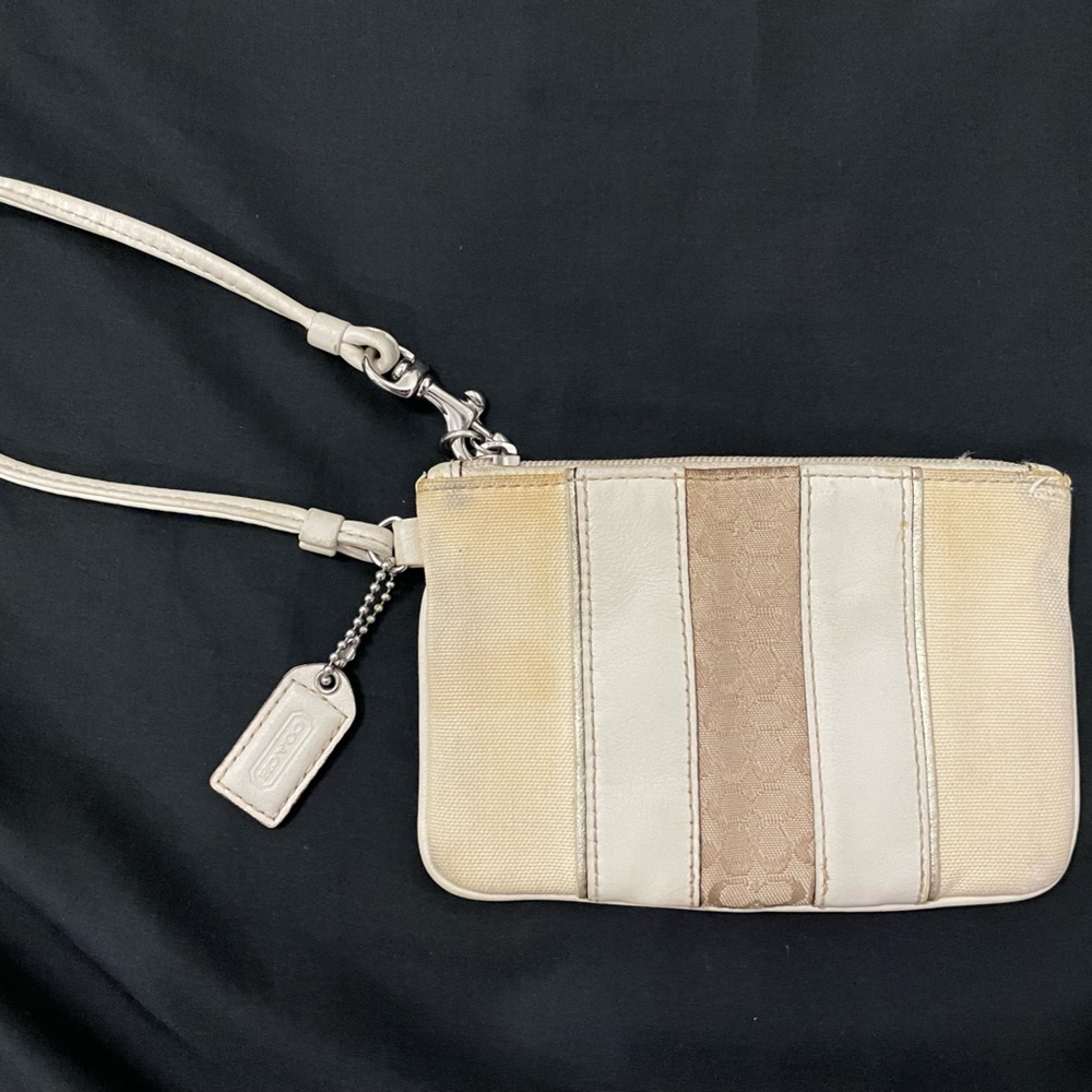 Coach Cream and Tan Wristlet